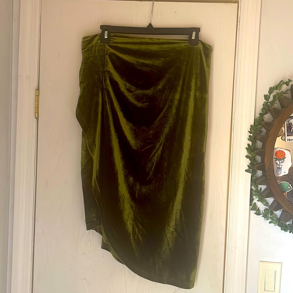 Green velvet skirt